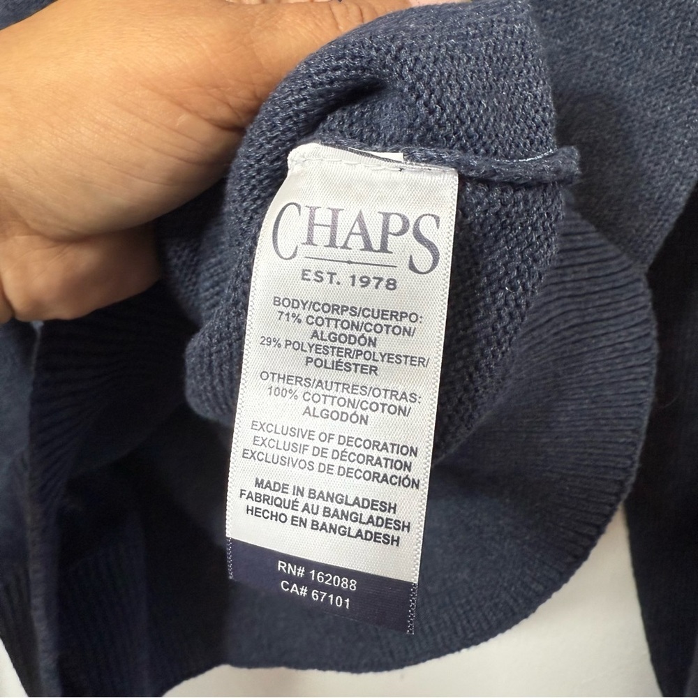 Chaps Men's Preppy Blue Sweater with Flag Design - Picture 6 of 6